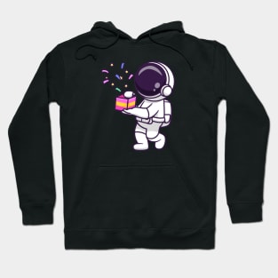 Cute Astronaut Holding Gift Box Cartoon Hoodie